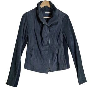 Vince Blue Goats Leather Jacket Woman's Size Medium